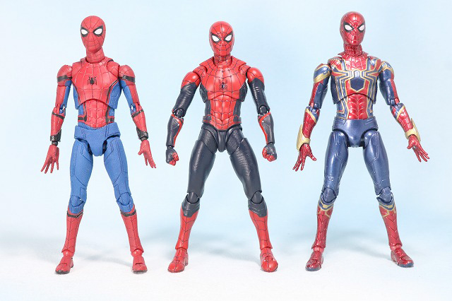 S.H.フィギュアーツ　スパイダーマン アップグレード・スーツ（ファー・フロム・ホーム）　レビュー　全身　MAFEXU　ホームカミング版　アイアンスパイダー　比較