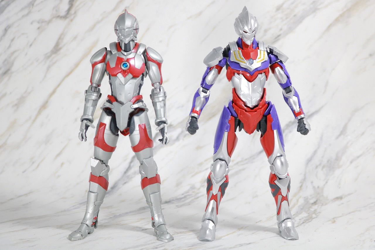 Figure-rise Standard　ULTRAMAN SUIT TIGA　ウルトラマンティガ　レビュー　全身　S.H.フィギュアーツ×ULTRA-ACT　ULTRAMAN　比較