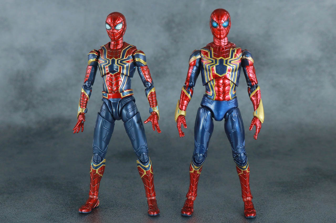 MAFEX アイアン・スパイダー　アベンジャーズ／エンドゲーム　レビュー　本体　S.H.フィギュアーツ　FINAL BATTLE EDITION　比較