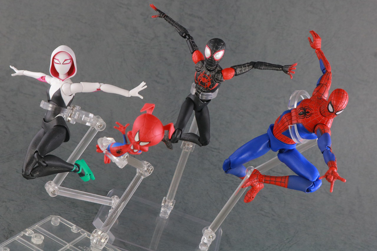 MAFEX　スパイダーグウェン　スパイダーハム　レビュー　アクション　マイルス・モラレス　ピーター・B・パーカー