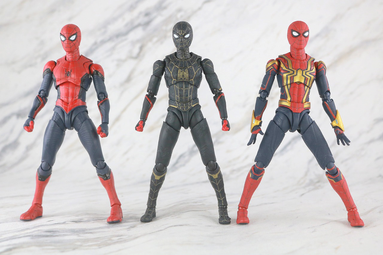 S.H.フィギュアーツ　スパイダーマン　ブラック＆ゴールドスーツ　レビュー　本体　アップグレードスーツ　インテグレーテッドスーツ　比較