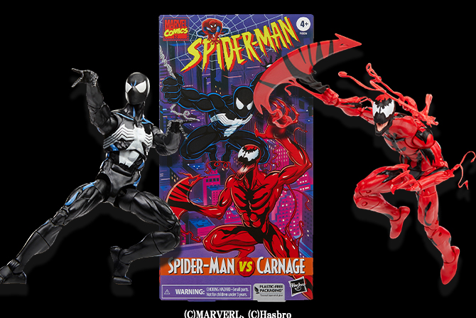 マーベルレジェンド新作！ブラックスーツスパイダーマン＆カーネイジセットが23年に発売！