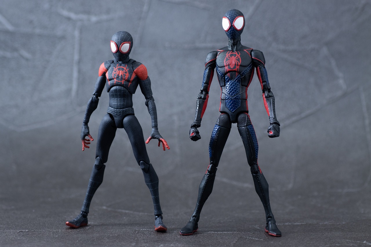 マーベルレジェンド　マイルス・モラレス／スパイダーマン（アクロス・ザ・スパイダーバース）　本体　千値練 SVアクション　比較