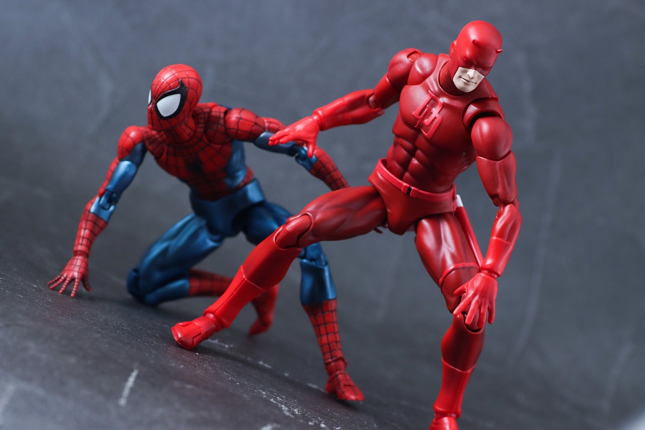 MAFEX　デアデビル　Comic Ver.　レビュー　アクション　スパイダーマン