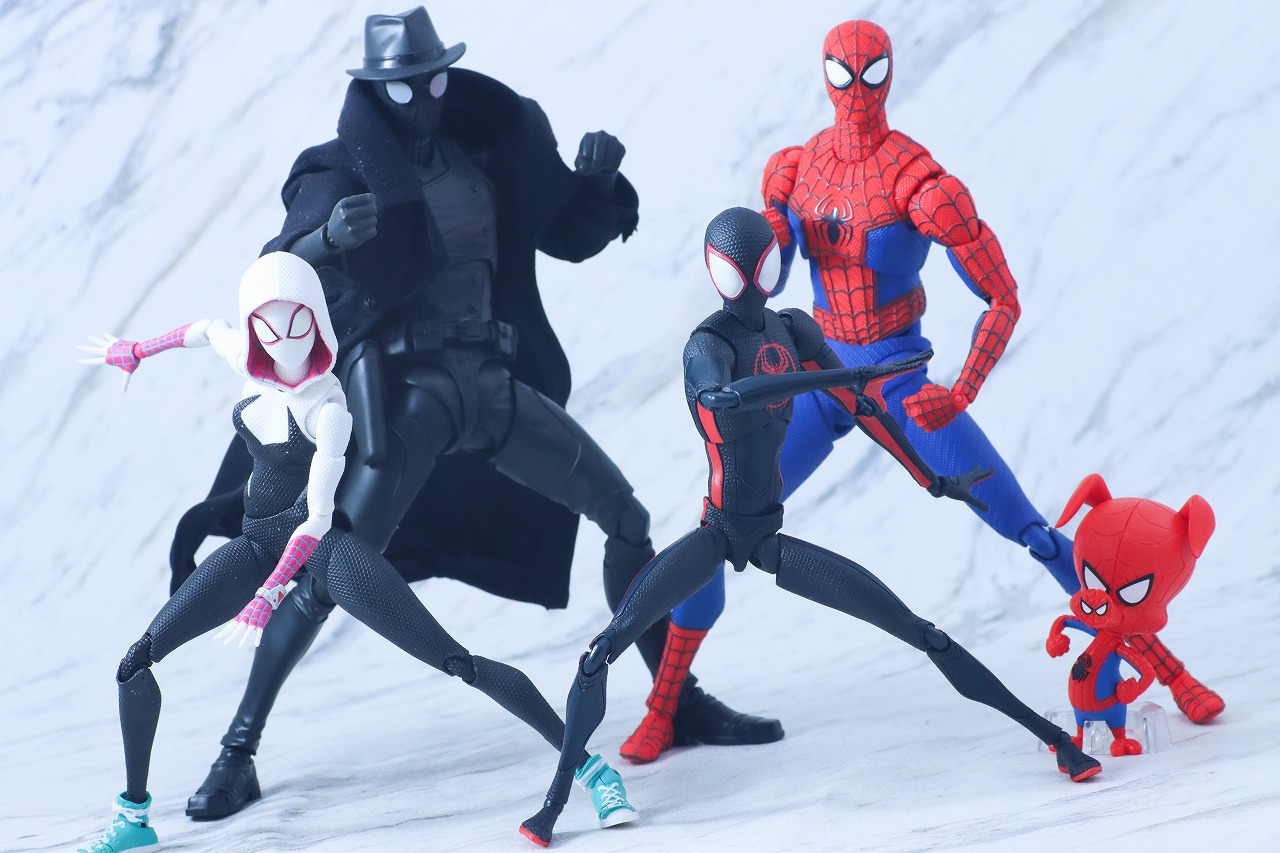 S.H.フィギュアーツ スパイダーマン・ノワール&スパイダー・ハム アクロス・ザ・スパイダーバース レビュー アクション マイルス・モラレス スパイダー・グウェン ピーター・B・パーカー
